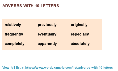 Adverbs with 10 letters (1,000 results)