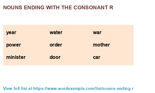 Nouns ending with the consonant r (1,000 results)