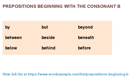 Prepositions Beginning With The Consonant B 46 Results 