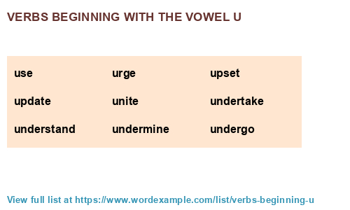 Verbs That Start With U