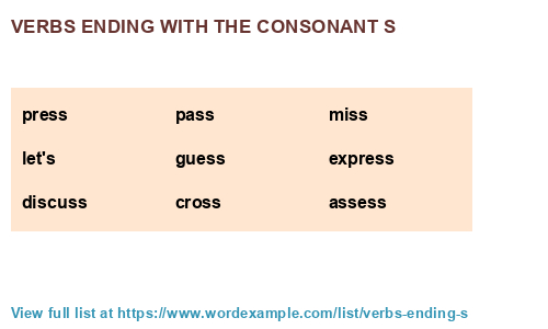 Verbs Ending With The Consonant S 1 000 Results 
