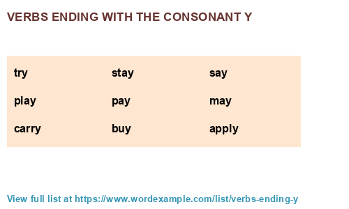 Verbs Ending With The Consonant Y 1 000 Results 