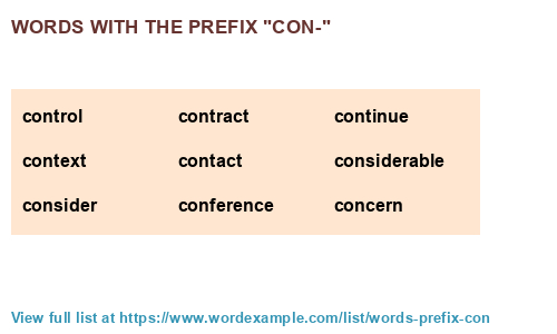 Words With The Prefix con 1 000 Results 
